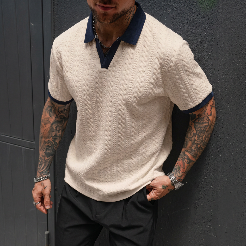 Men’s Premium Textured Knit Polo Shirt – Short Sleeve Slim Fit Old Money Casual Top