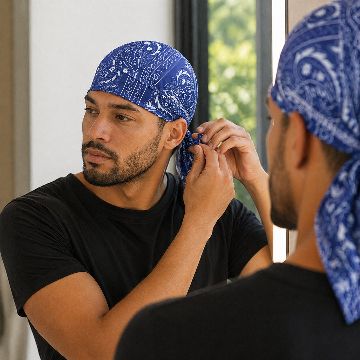 Elastic fabric cycling headband/cap