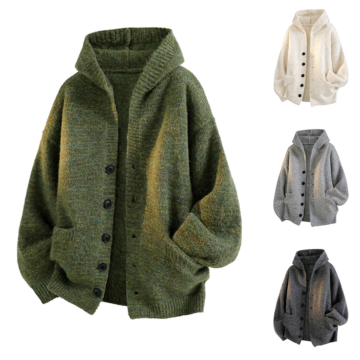Men's Hooded Knit Cardigan