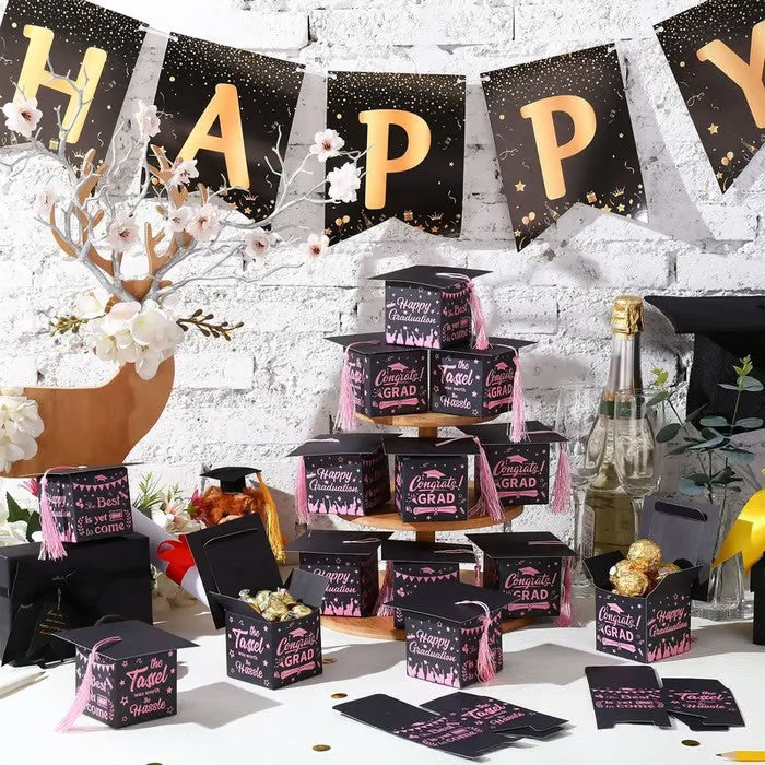 30 Tasseled Graduation Cap Candy Boxes