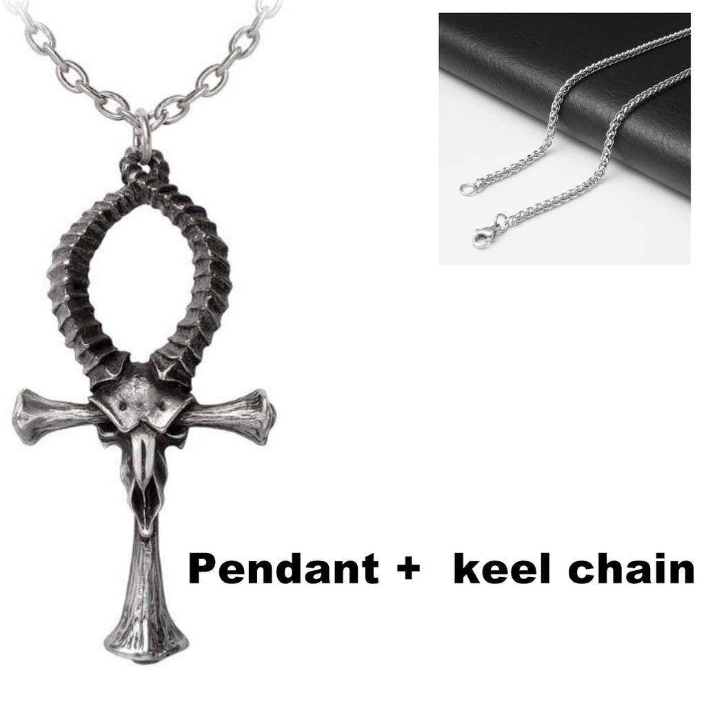 Goat Head Cross Necklace