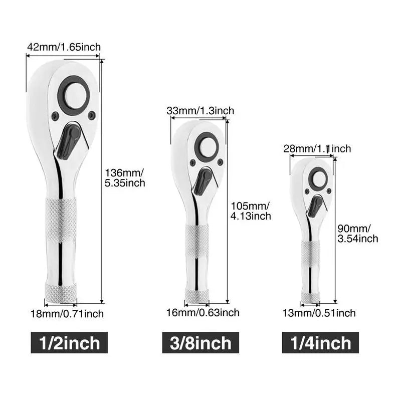 3-Piece Compact Ratchet Wrench Set