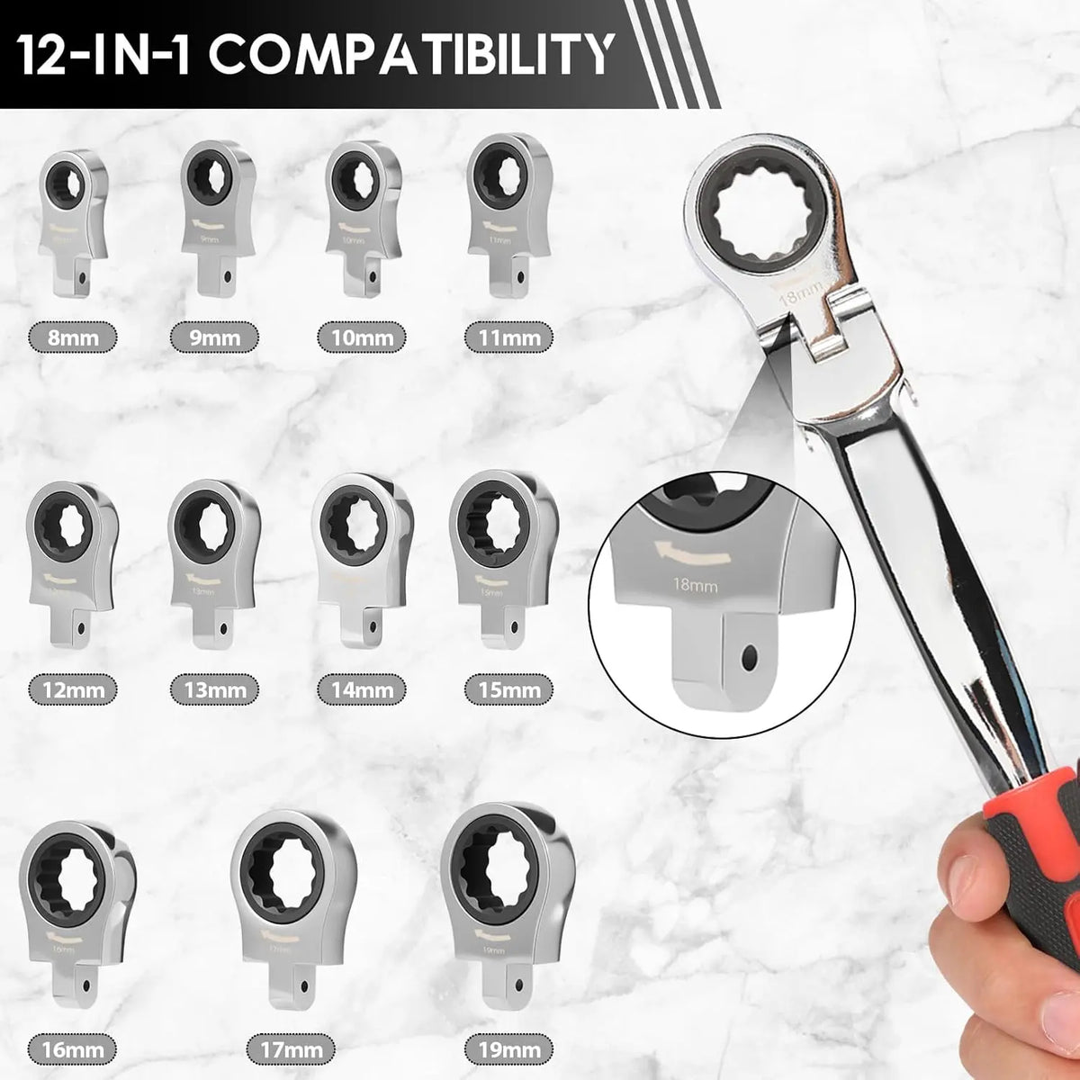 13-Piece Interchangeable Ratchet Wrench Set
