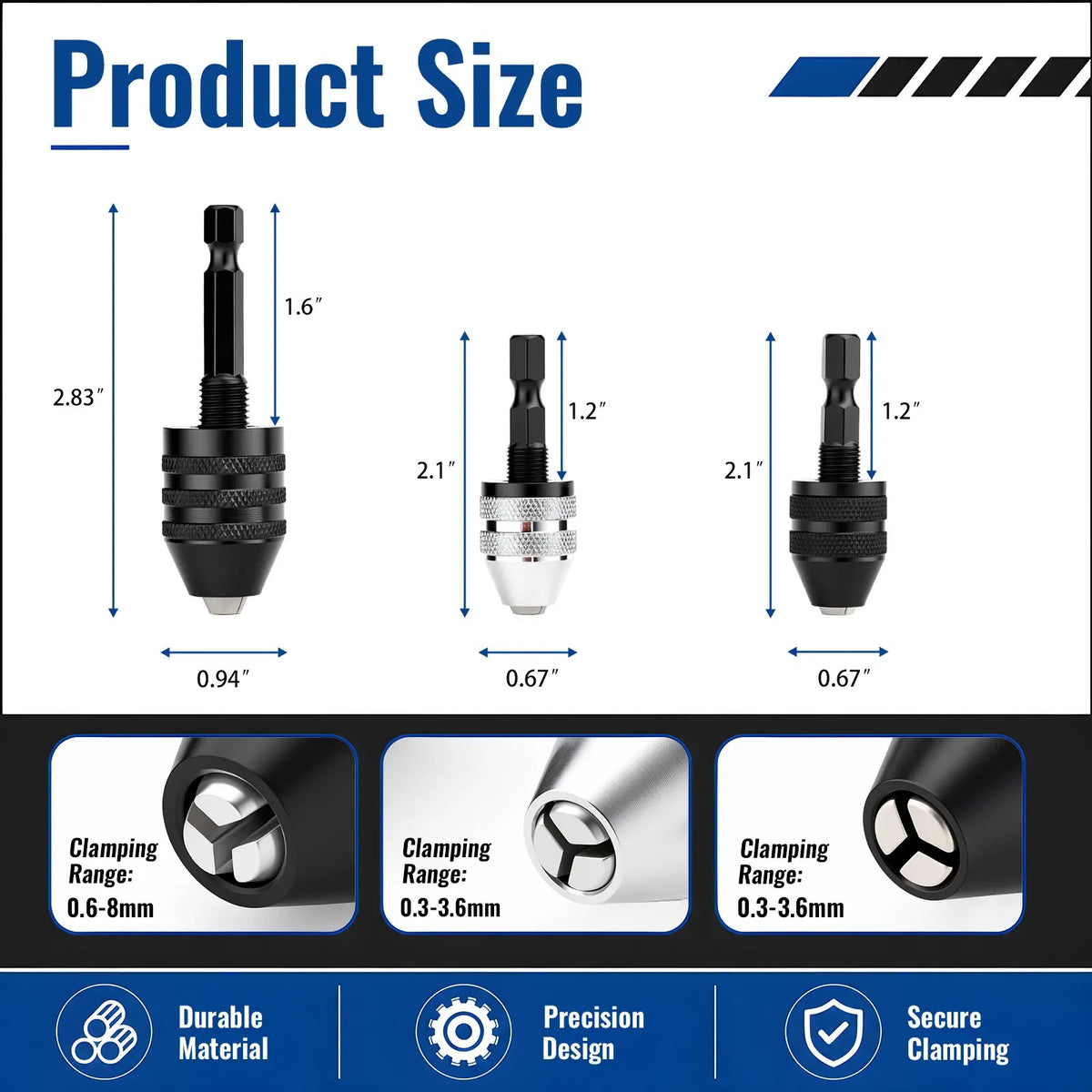 Hex Shank eyless Drill Chuck Adapter — Hold More Bit Sizes, Without a Chuck Key