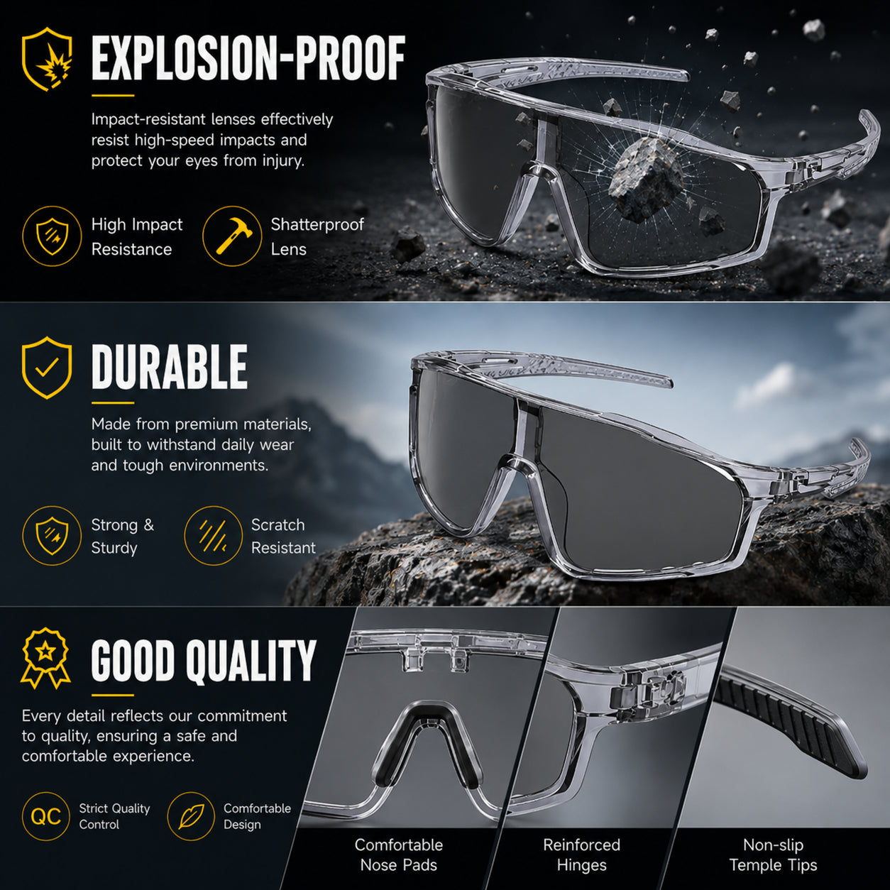 Photochromic Polarized Safety Glasses
