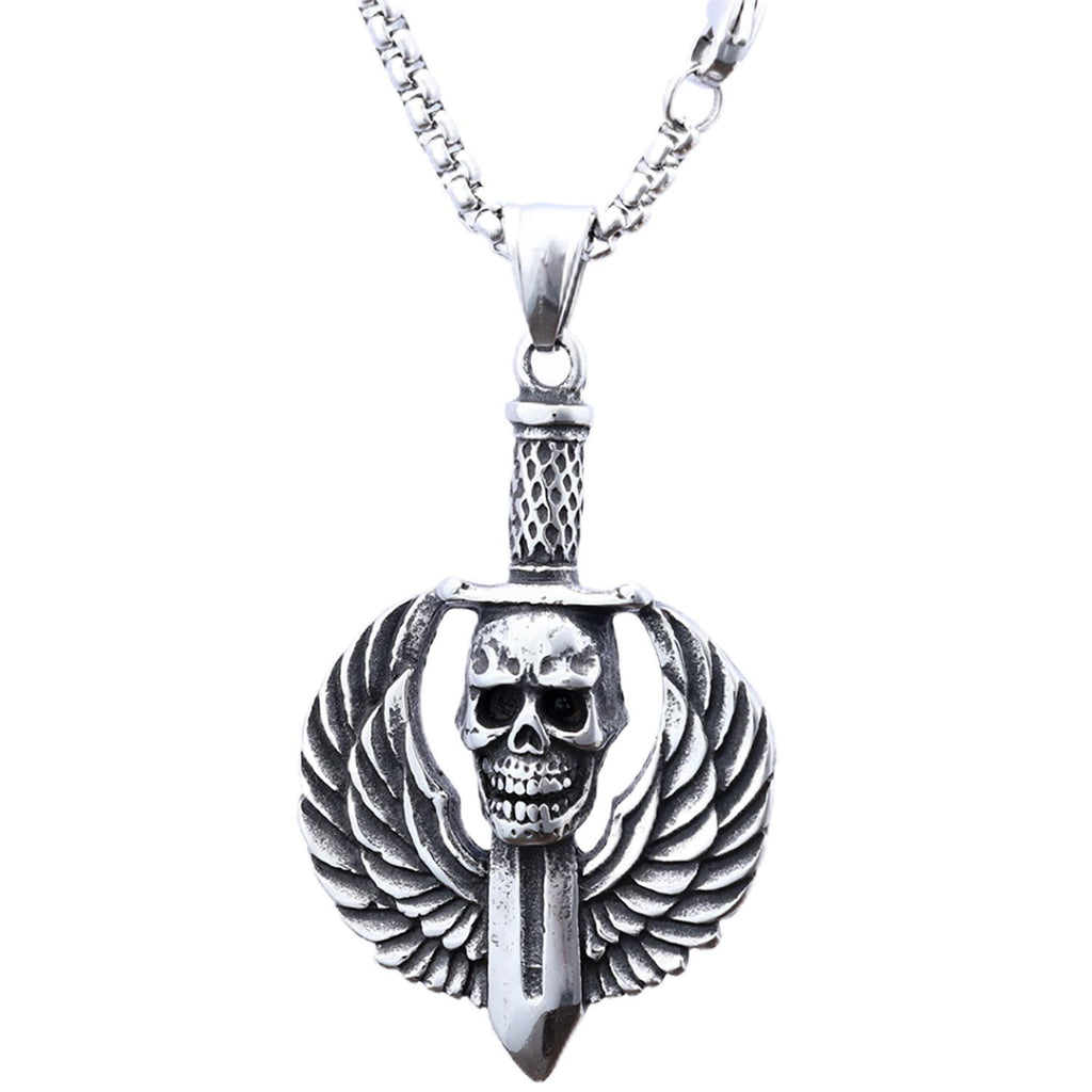 Skull Wings Sword Pendant Necklace