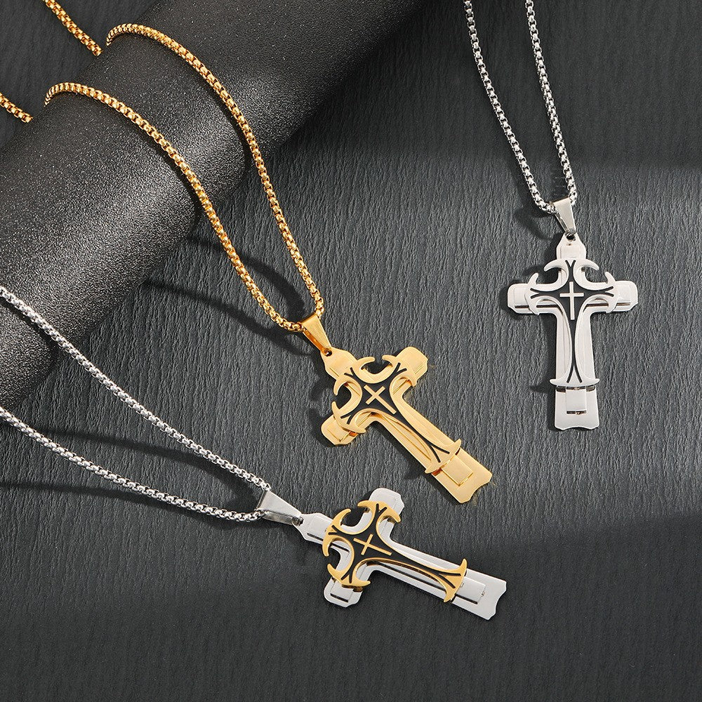 Three-layer cross pendant