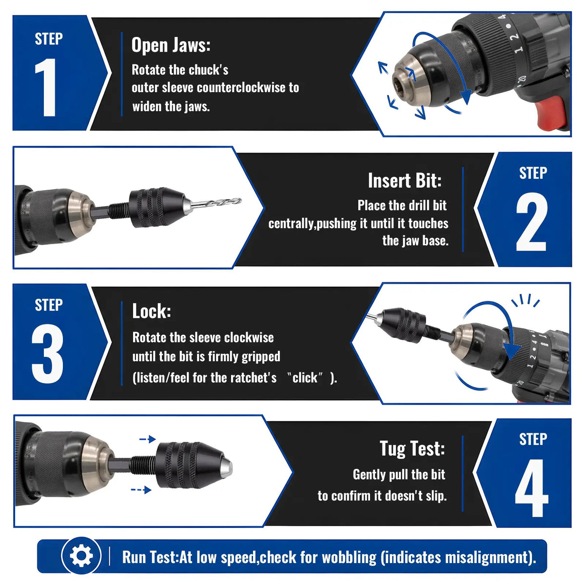Hex Shank eyless Drill Chuck Adapter — Hold More Bit Sizes, Without a Chuck Key