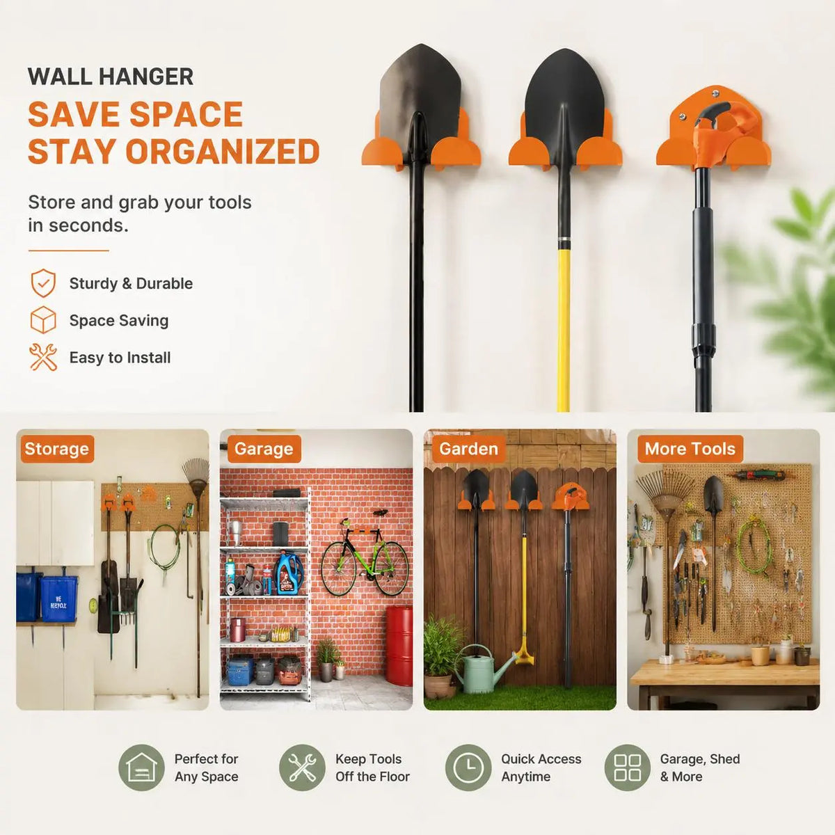Wall Mounted Tool Hanger — Get Long-Handled Tools Off the Floor