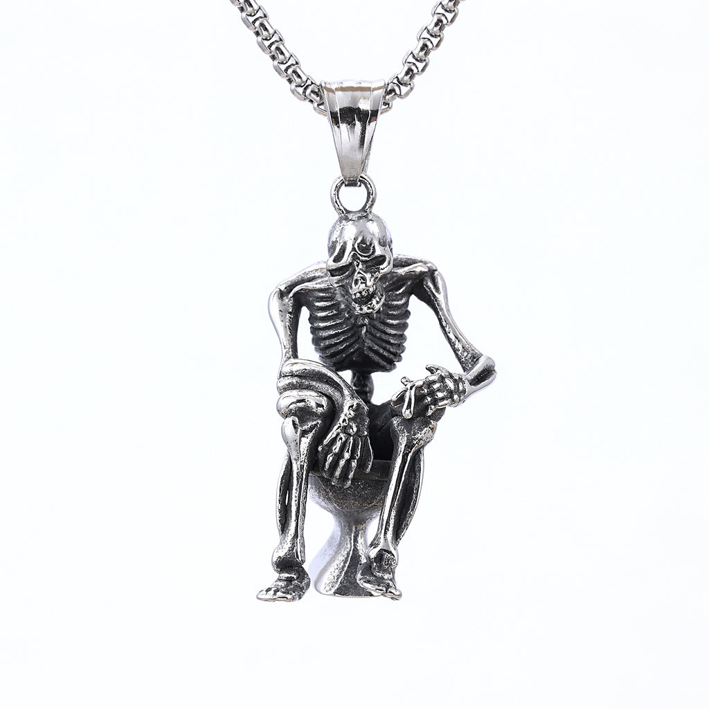 Skeleton on the toilet