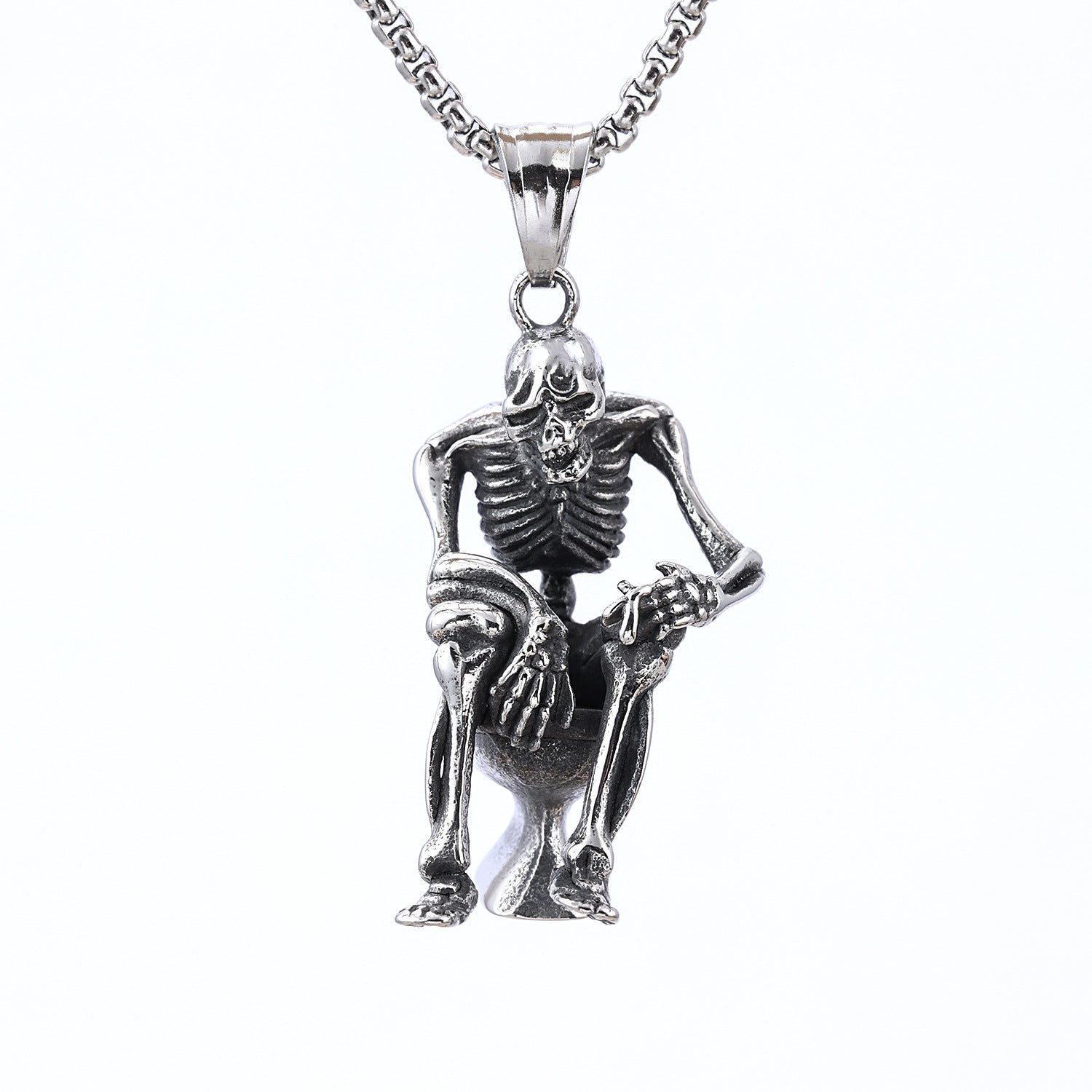 Skeleton on the toilet