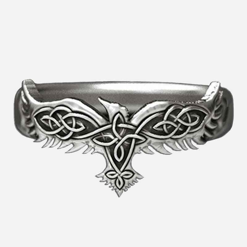 Viking Celtic Knot Raven Ring