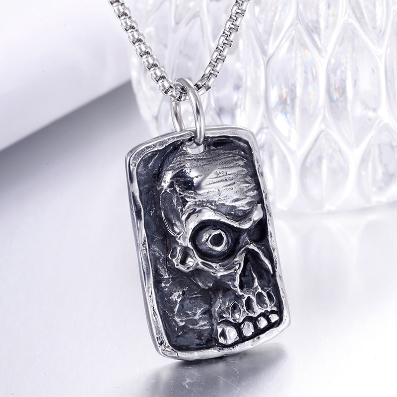 skull nameplate necklace