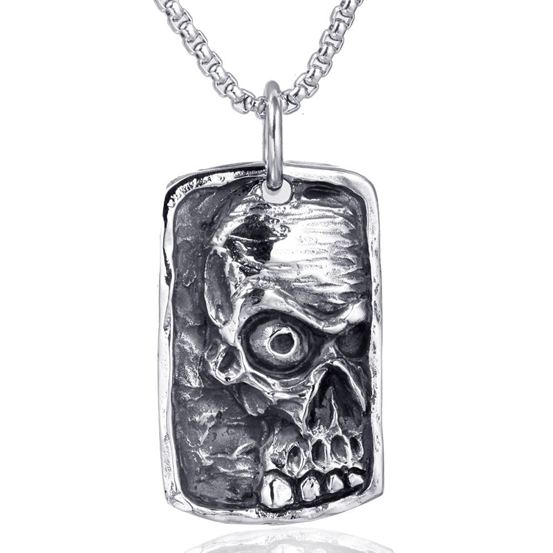 skull nameplate necklace