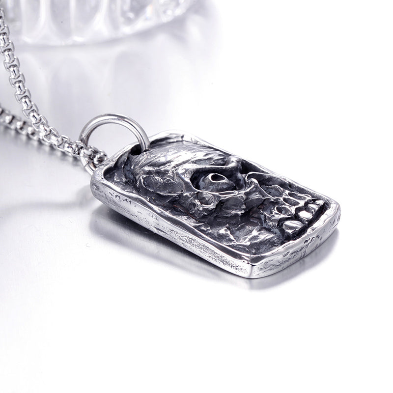 skull nameplate necklace