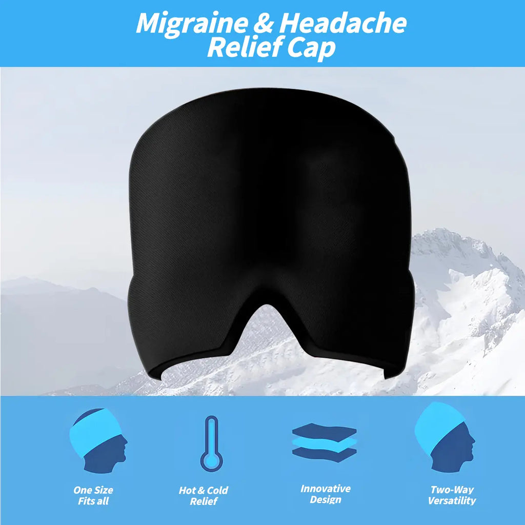 Ice packs and head coverings to relieve migraines