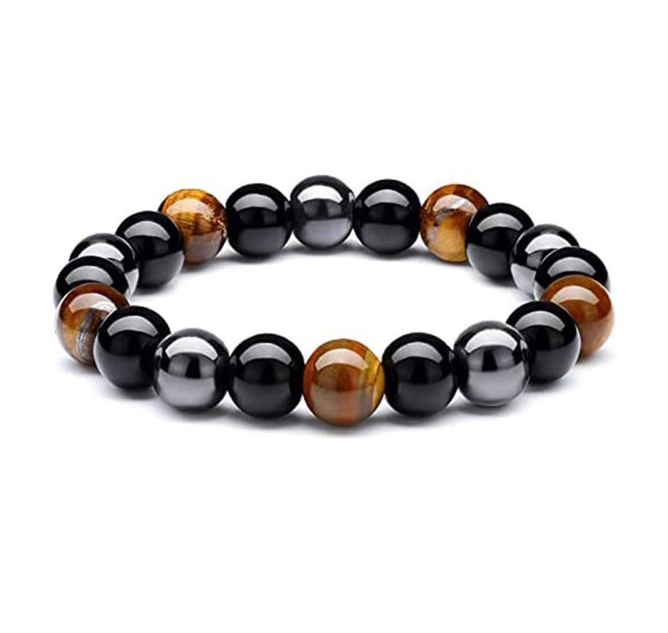 Natural Stone Three Color Beaded Bracelet