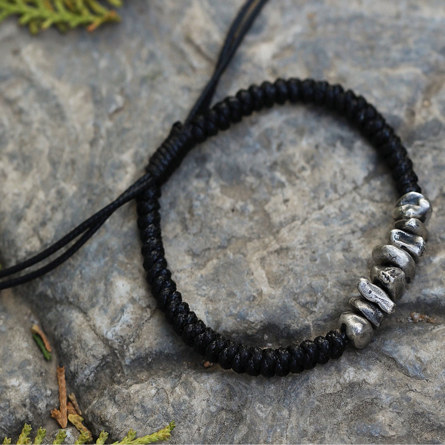 Silver Nugget Paracord Bracelet