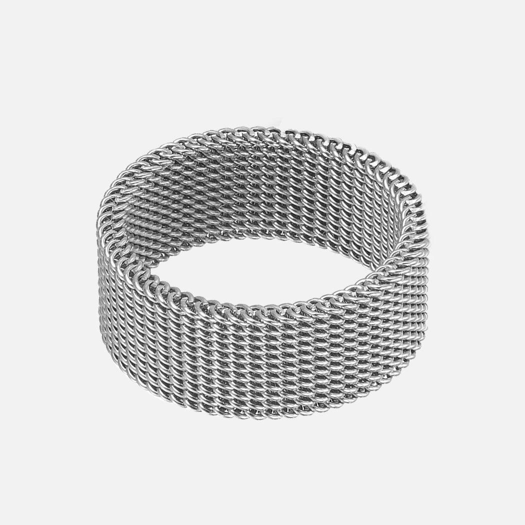 Mesh Tricolor Stainless Steel Biker Ring