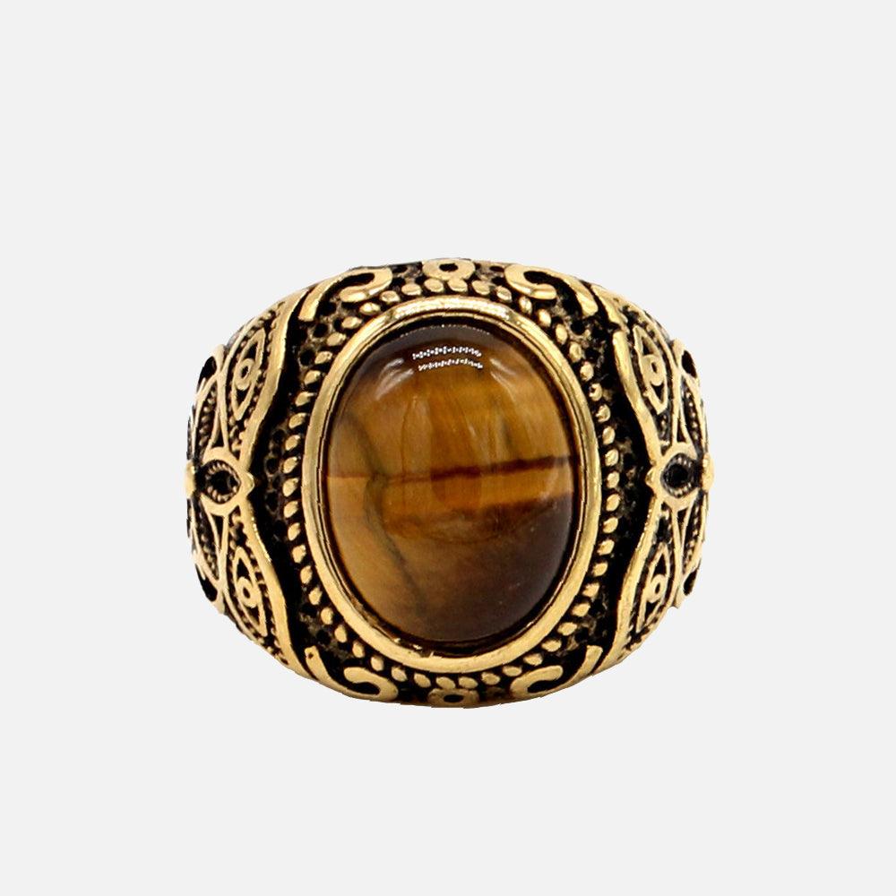 Pattern Tiger's Eye Men's Gemstone Ring