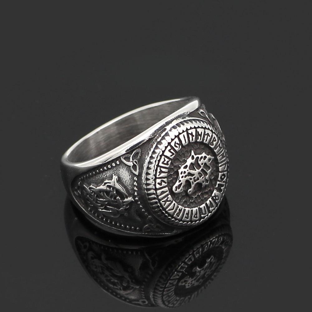 Viking Wolf Head Ring