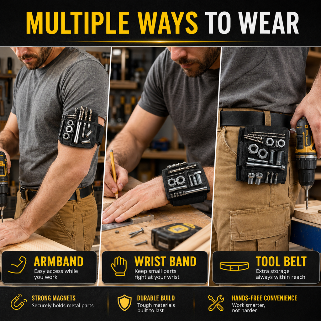 Magnetic Tool Wristband — Keep Small Hardware Right Where You Need It