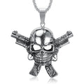 Double Gun Skull Necklace