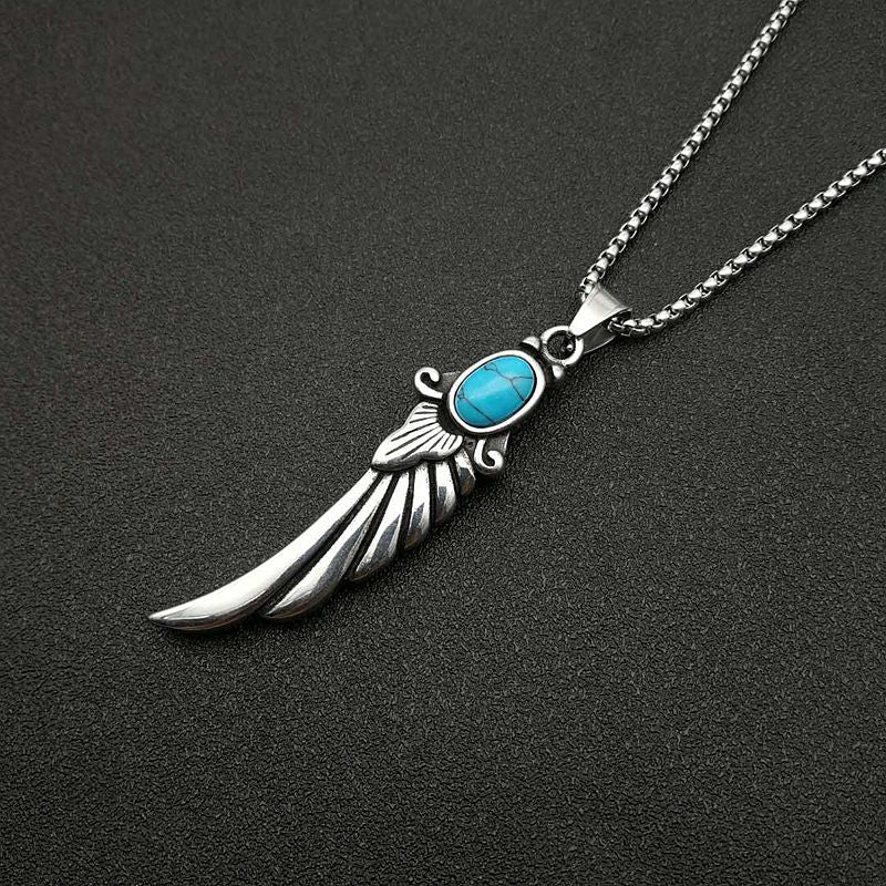 "Angel Wings" Turquoise Wing Pendant Necklace