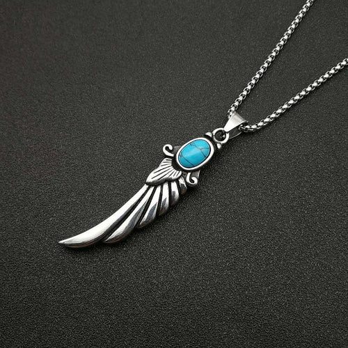 "Angel Wings" Turquoise Wing Pendant Necklace