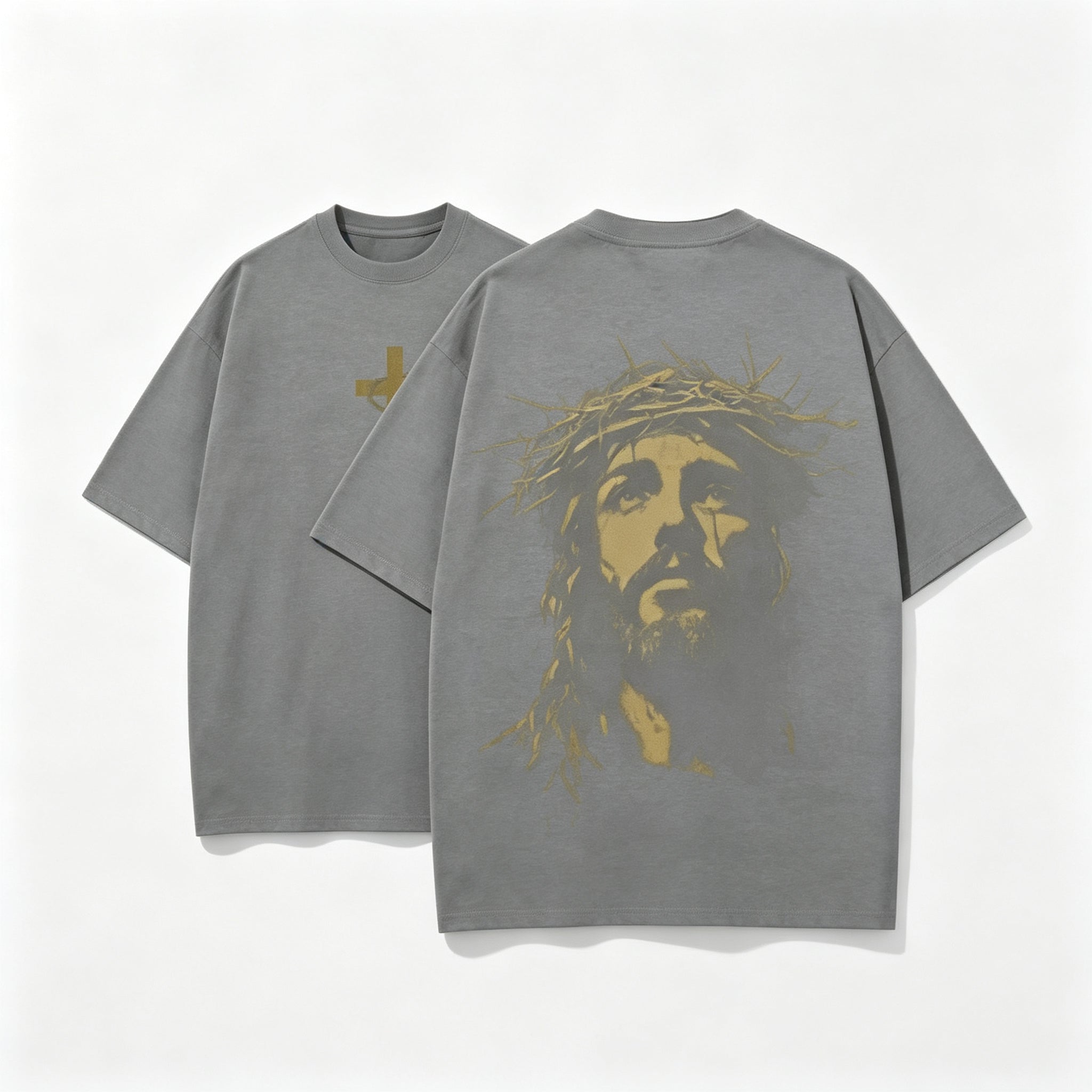Men's Vintage Portrait Graphic Tee – Premium Oversized Washed Cotton T-Shirt