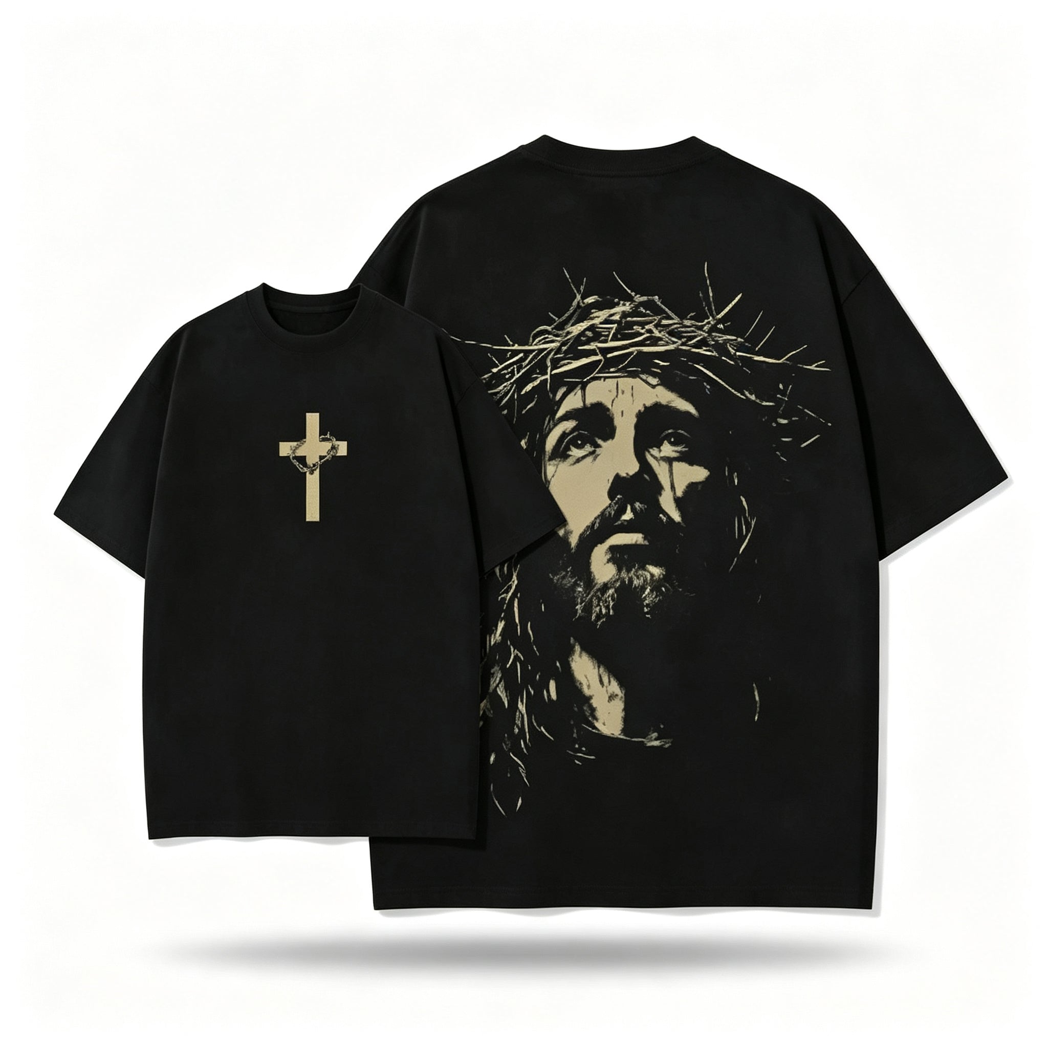 Men's Vintage Portrait Graphic Tee – Premium Oversized Washed Cotton T-Shirt