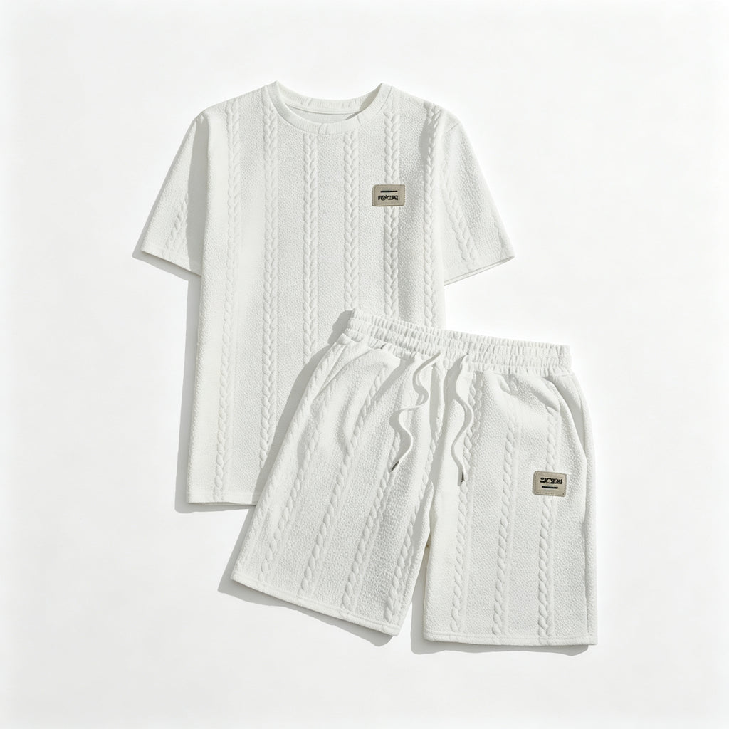 Men's Premium Knit Texture Lounge Set – Luxury Summer Matching Outfit