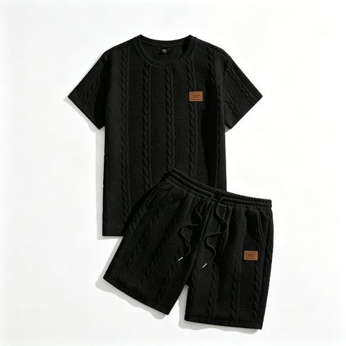 Men's Premium Knit Texture Lounge Set – Luxury Summer Matching Outfit