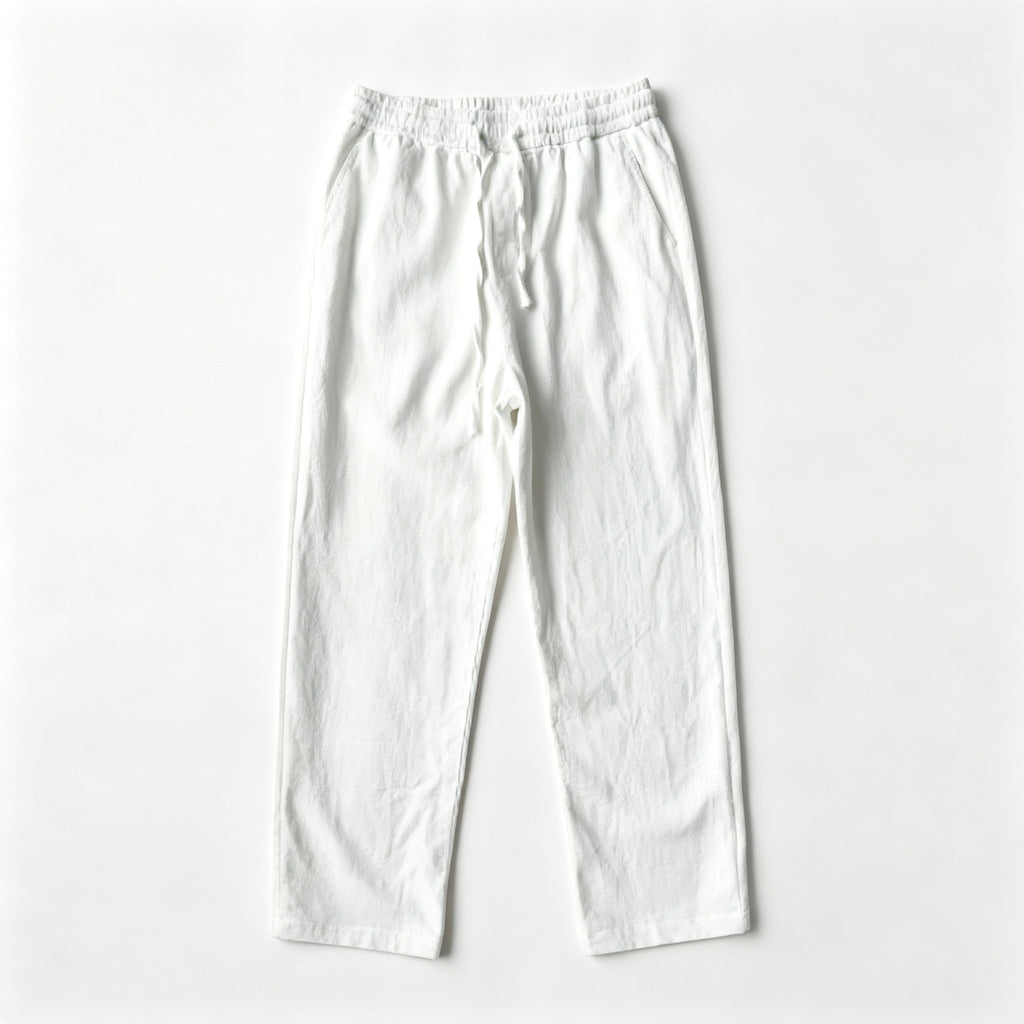 Men's Relaxed Fit Linen Blend Drawstring Pants – Lightweight Casual Straight Leg Trousers