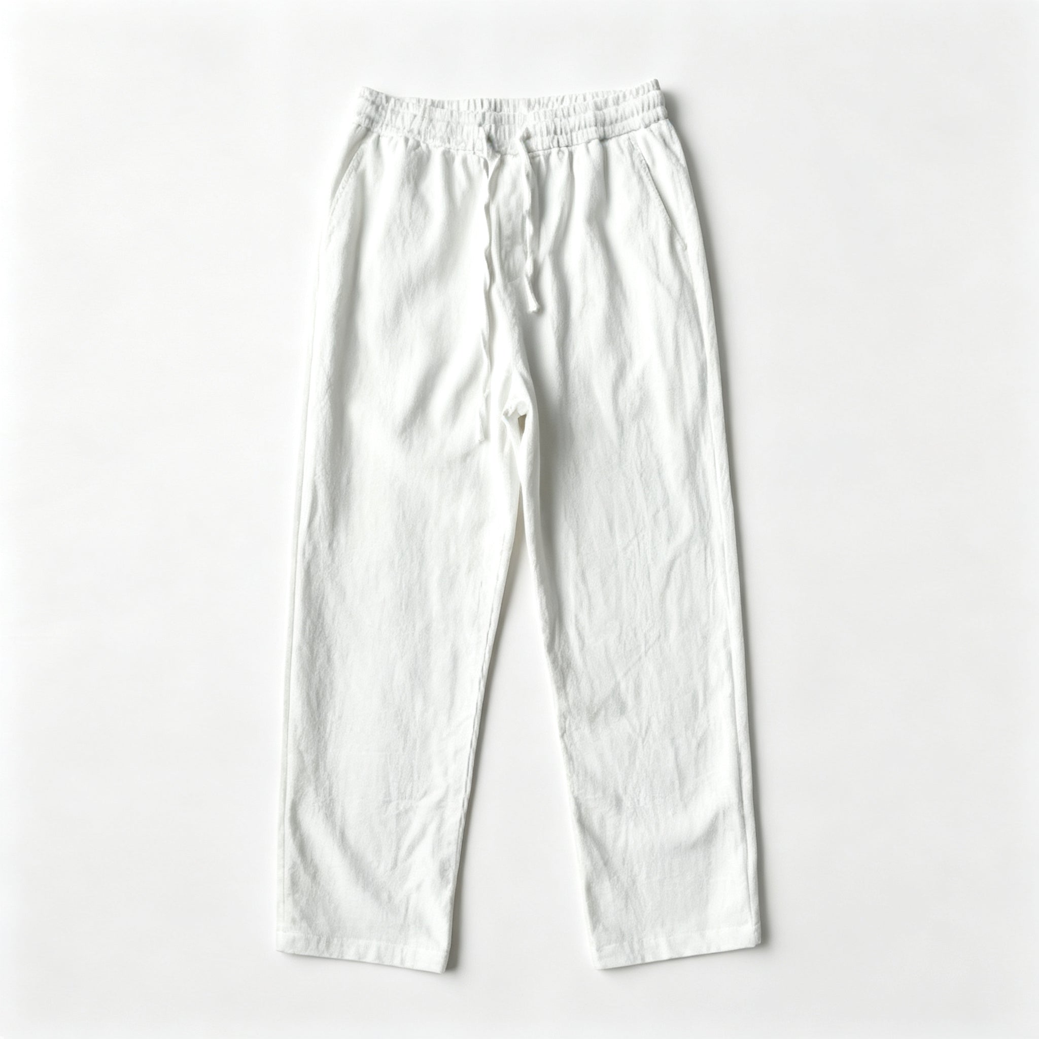 Men's Relaxed Fit Linen Blend Drawstring Pants – Lightweight Casual Straight Leg Trousers