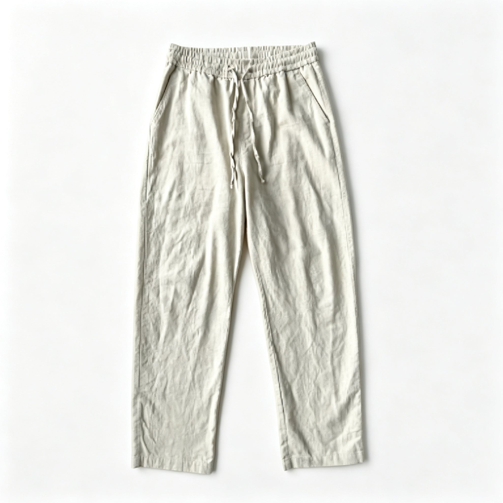Men's Relaxed Fit Linen Blend Drawstring Pants – Lightweight Casual Straight Leg Trousers