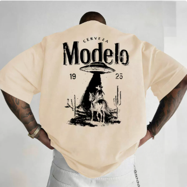 Western Rodeo Vintage Graphic Tee – Modelo Desert Print Streetwear Shirt