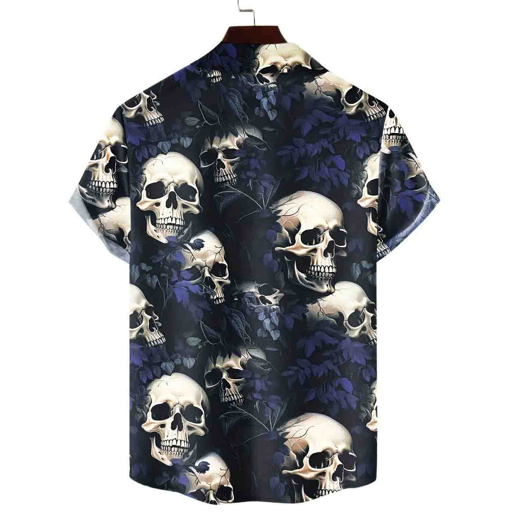 Men's Retro Dark Style Skull Print Shirt