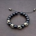 Black Onyx Beaded Skull Bracelet