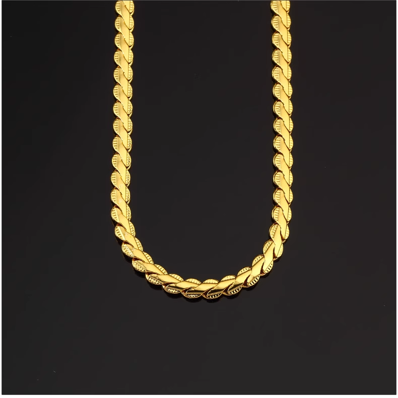 Hip Hop Style Gold Embossed Textured Necklace
