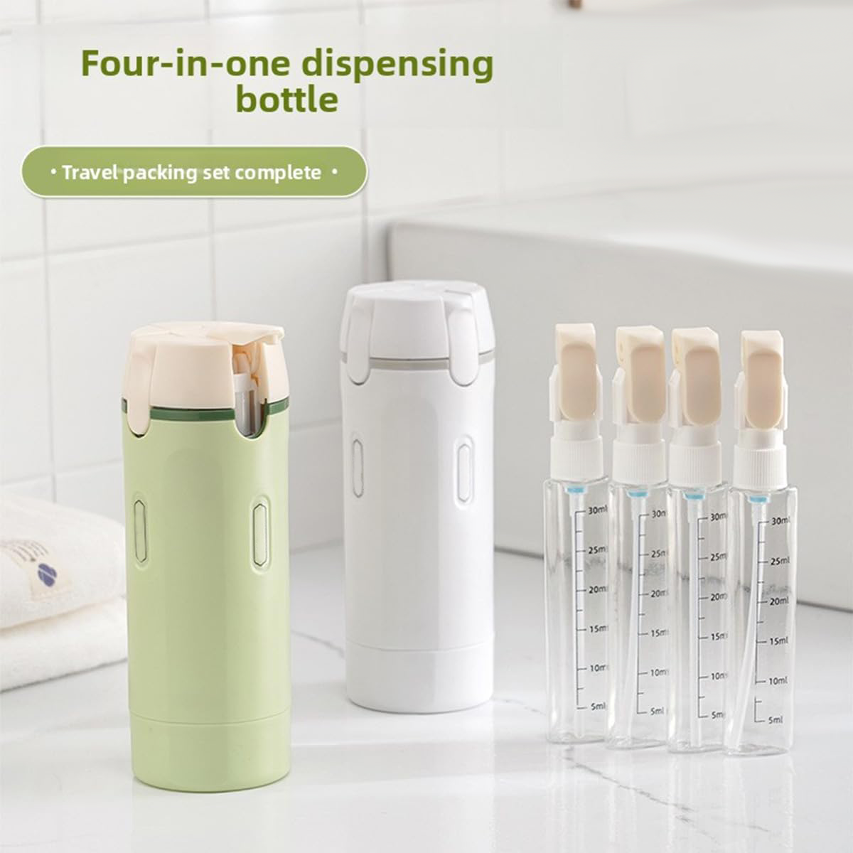 4-in-1 Portable Travel Dispenser Bottle