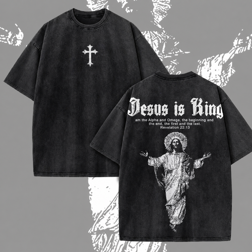 🧢 JESUS IS KING VINTAGE WASHED GRAPHIC TEE