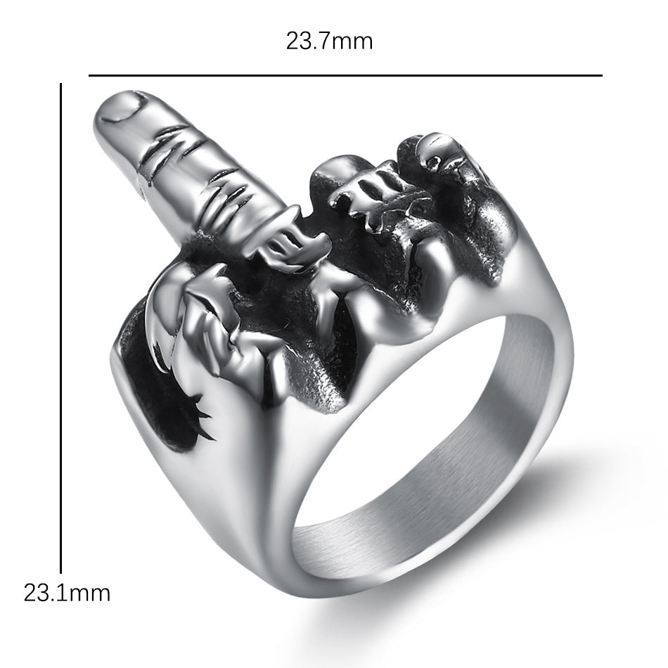 Vintage fist middle finger ring