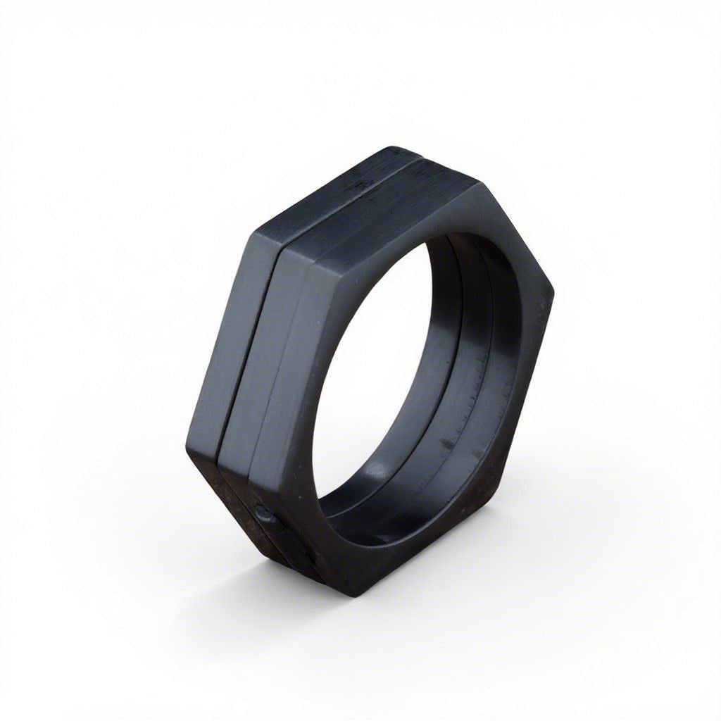 Retro Hexagonal Folding Stainless Steel Men's Ring
