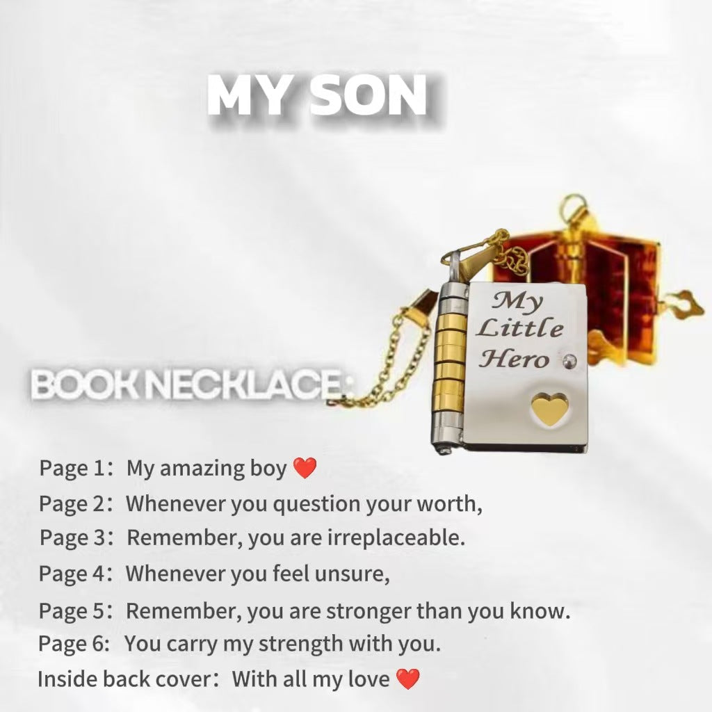 Book engraved pendant necklace