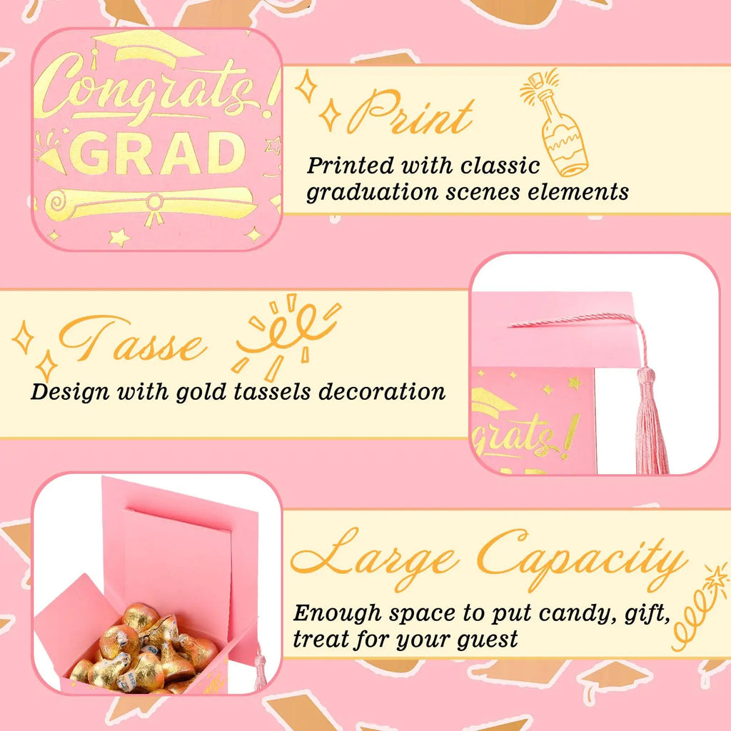 30 Tasseled Graduation Cap Candy Boxes