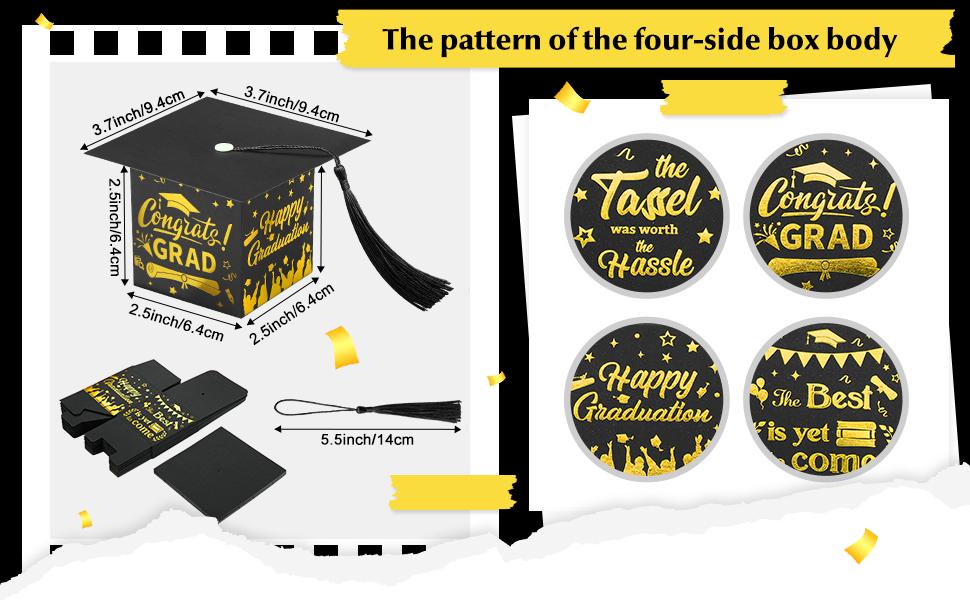 30 Tasseled Graduation Cap Candy Boxes