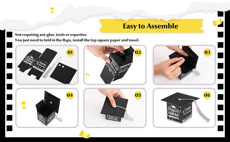 30 Tasseled Graduation Cap Candy Boxes