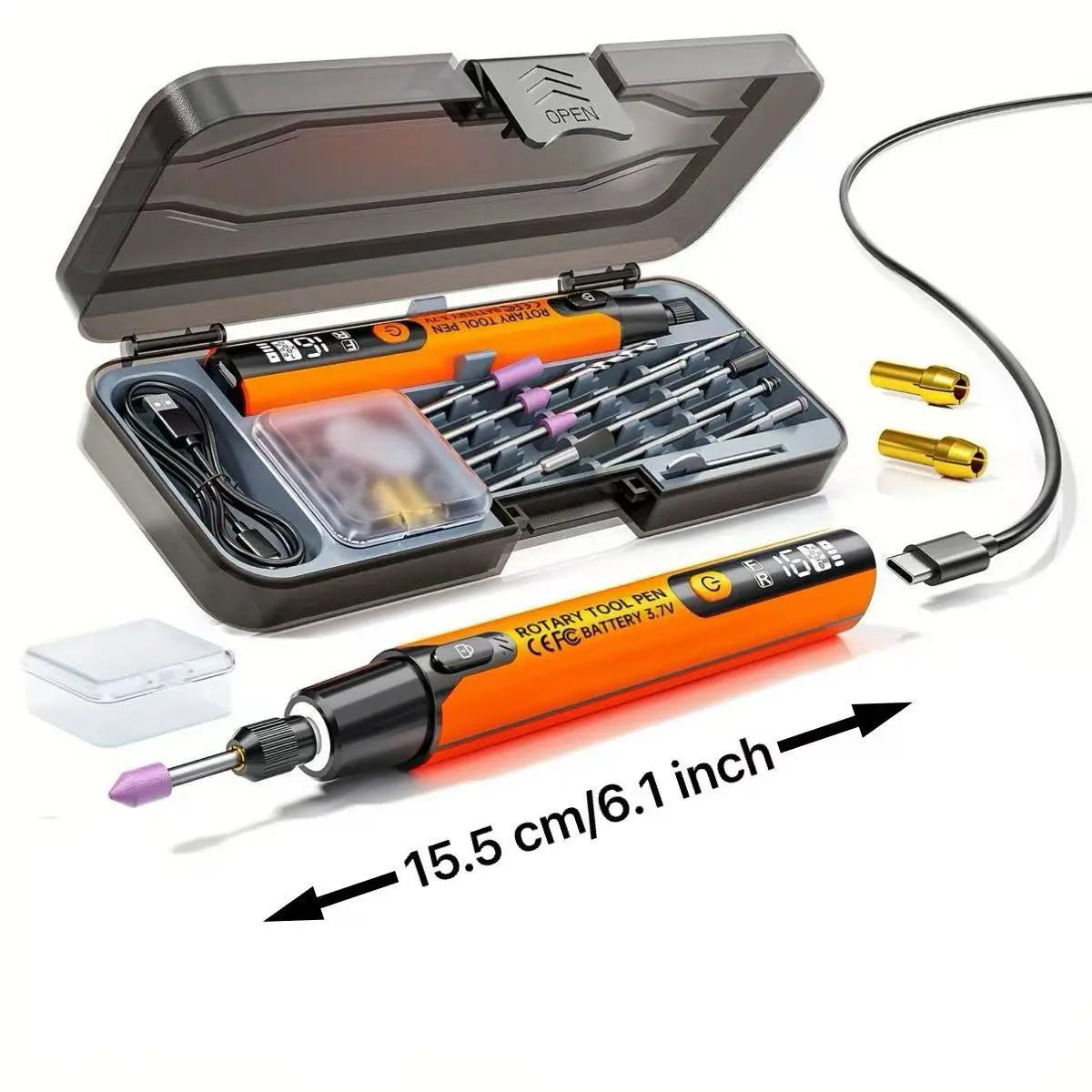 39-Piece Cordless USB Rechargeable Rotary Tool Kit