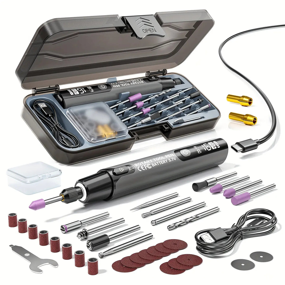 39-Piece Cordless USB Rechargeable Rotary Tool Kit
